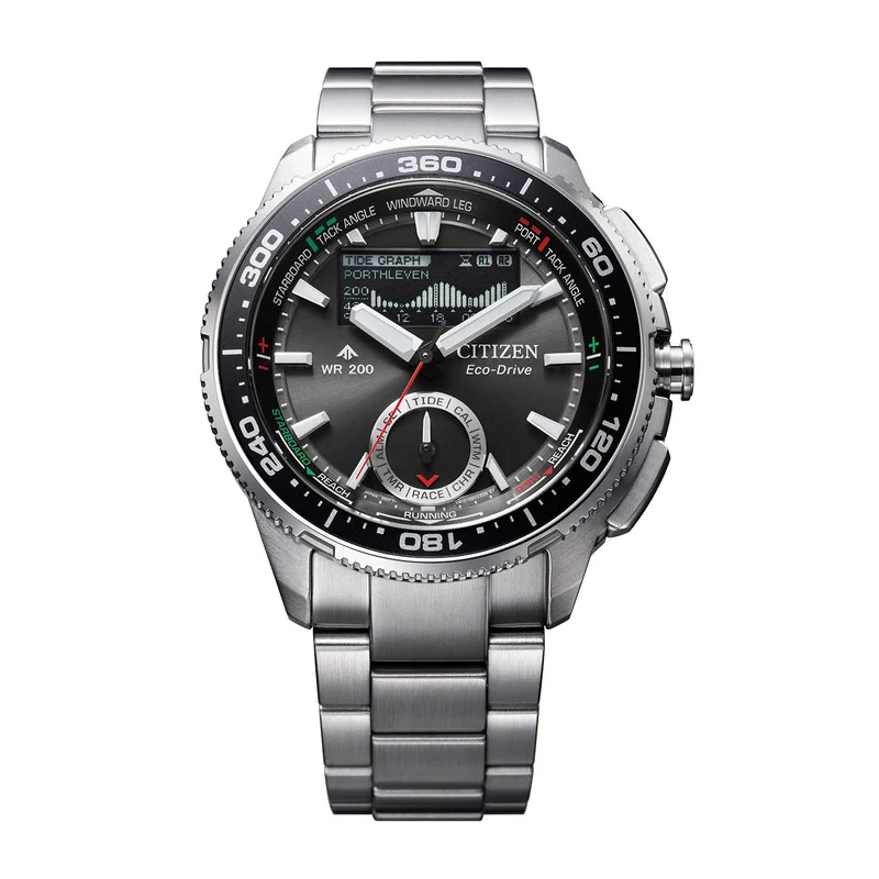 Citizen PROMASTER Wave Tracker JV3001-53E Herren Armbanduhr Schwarz • Eco-Drive Solar • Gezeitengraph & Regatta-Timer