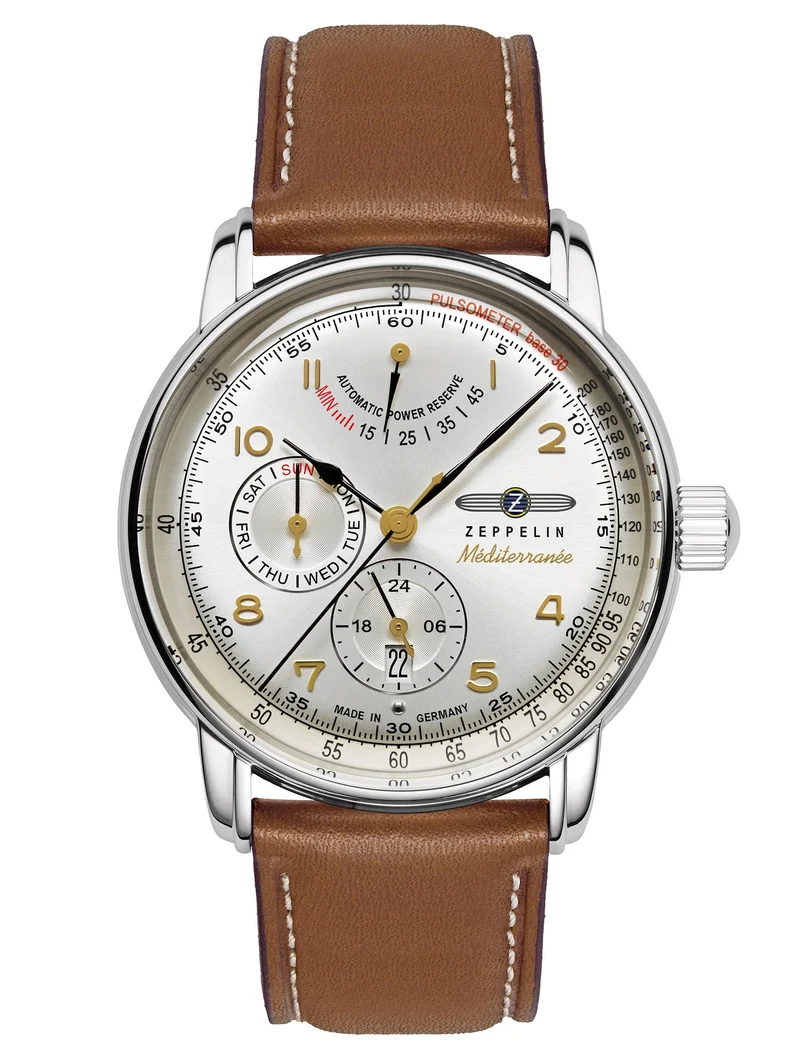 Zeppelin Méditerranée 9690-1 Herren Automatikuhr Braun • Gangreserveanzeige • Miyota Automatikwerk
