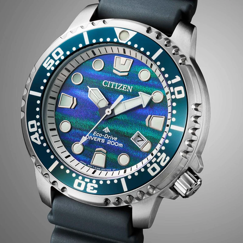 Citizen Promaster Blue Ocean BN0167-09W Herren Armbanduhr Blau • Eco-Drive Solar • 20 bar Taucheruhr