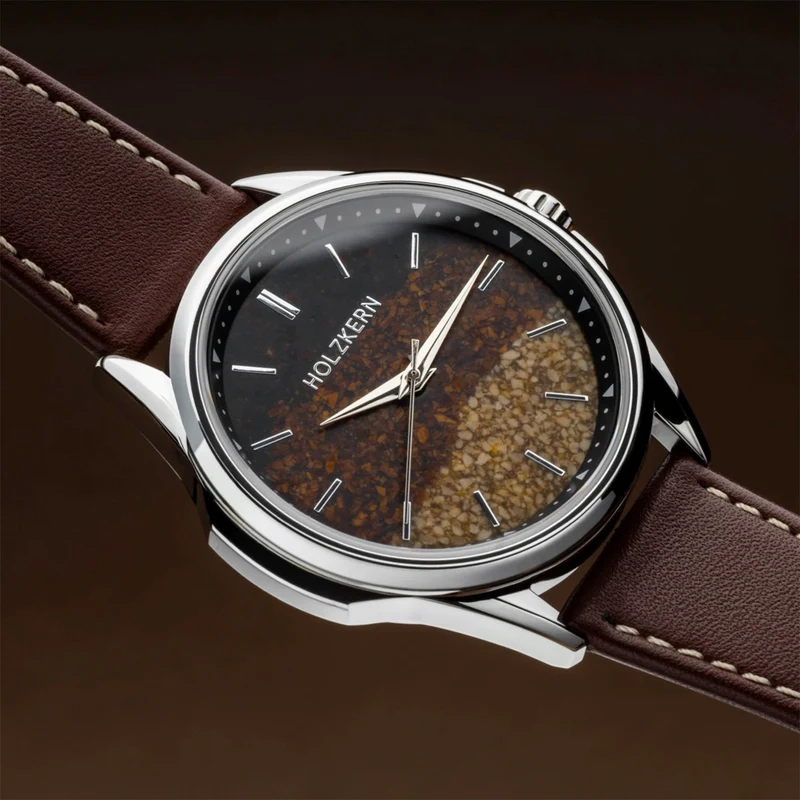 Holzkern Barista's Temptation Armbanduhr Braun • Kaffeebohnen-Zifferblatt • Limited Edition