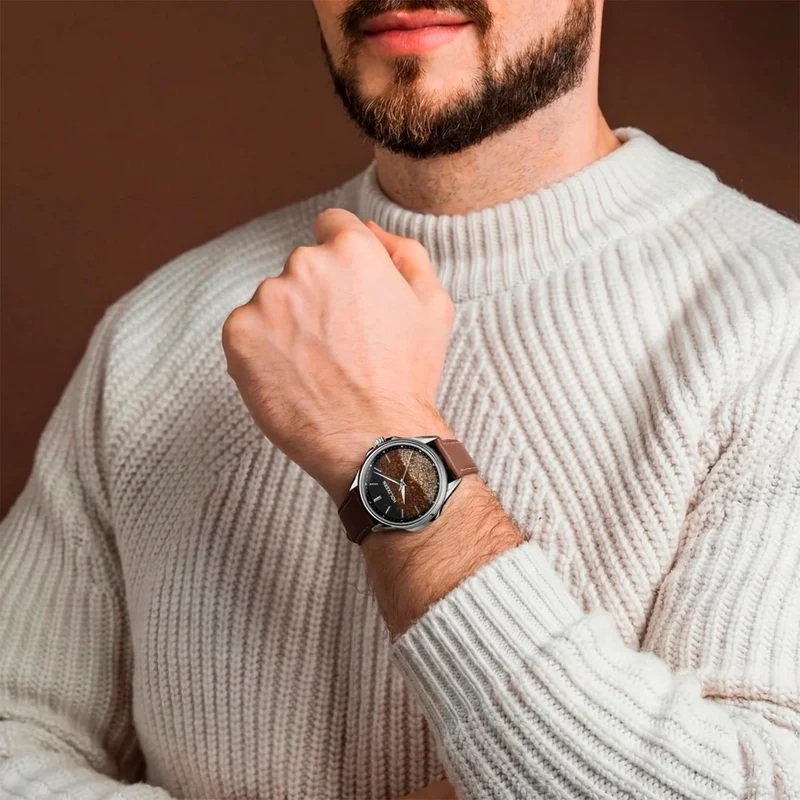 Holzkern Barista's Temptation Armbanduhr Braun • Kaffeebohnen-Zifferblatt • Limited Edition