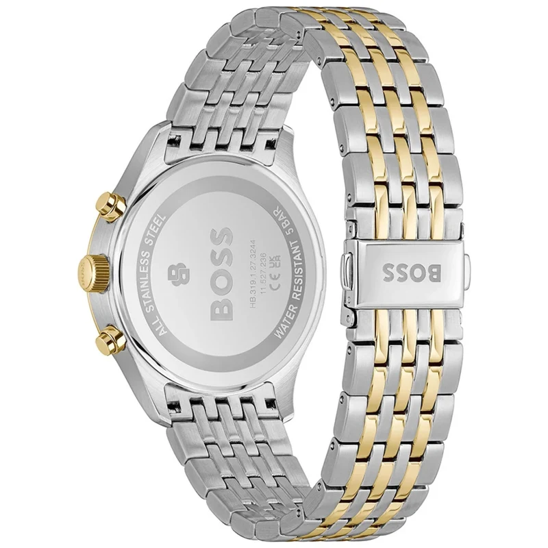 BOSS Stratus 1514329 Herren Armbanduhr Blau • Chronograph mit Datum • Zweifarbiges Edelstahlarmband