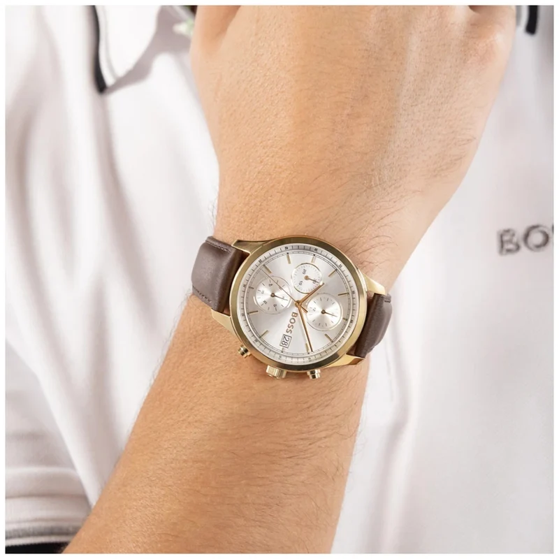 BOSS Stratus 1514327 Herren Armbanduhr Goldfarben • Chronograph • Mineralglas
