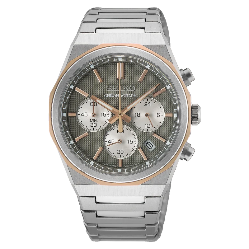 Seiko HGK002P1 Herrenuhr Chronograph Quarz Zweifarbig/Grau • Saphirglas • LumiBrite