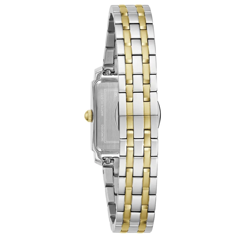 Bulova Sutton 98P220 Damen Armbanduhr Bicolor • Perlmutt-Zifferblatt mit Diamanten • Zweifarbiges Edelstahlarmband