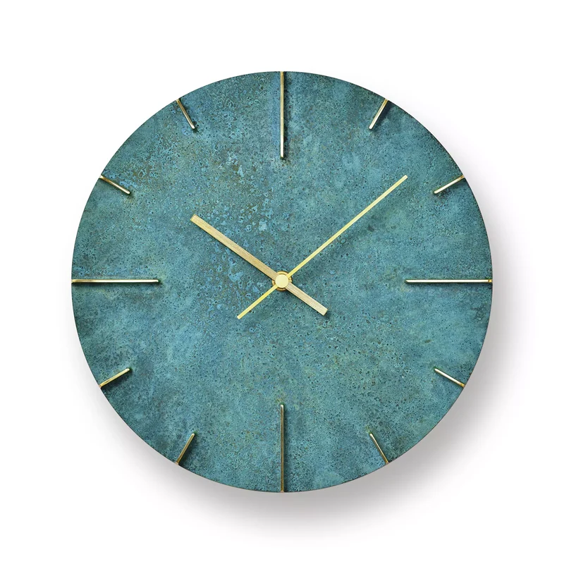 Lemnos Quaint AZ15-06 Wanduhr Grün • Massives Messinggehäuse • Japanisches Design