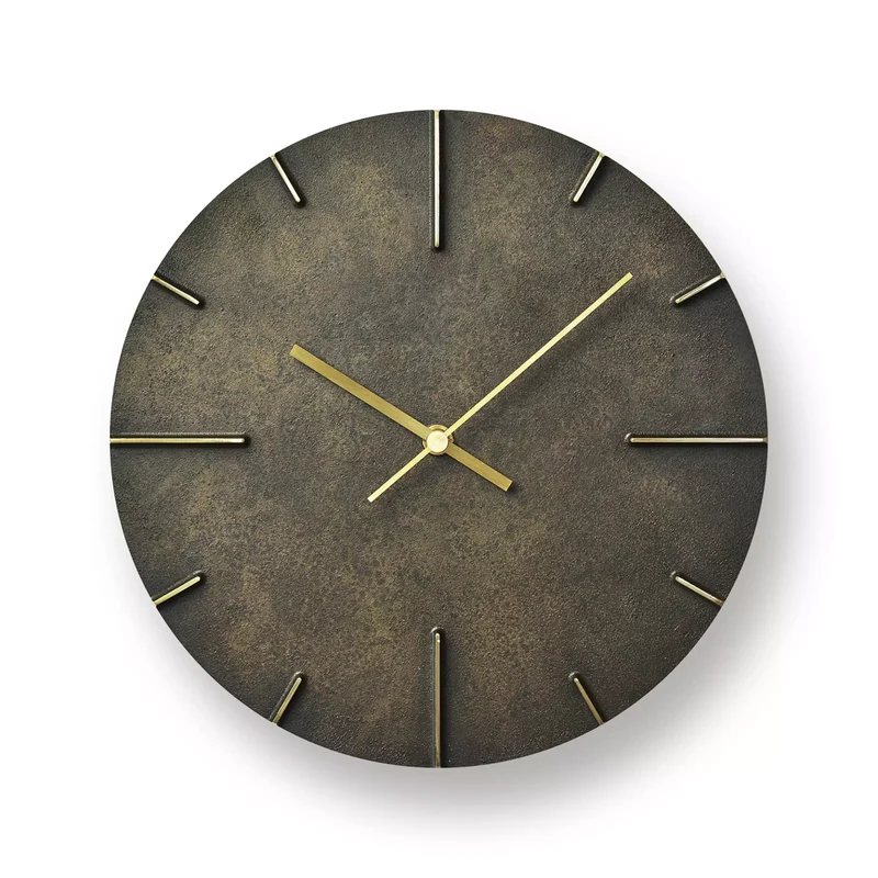 Lemnos Quaint AZ15-06 Wanduhr Schwarz • Massives Messinggehäuse • Japanisches Design