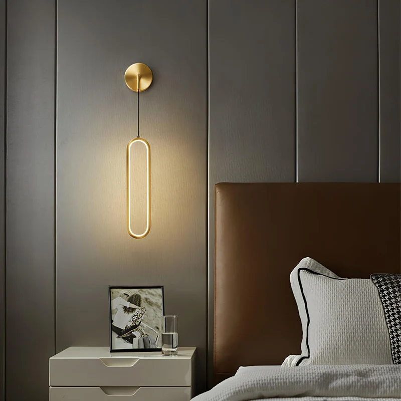 Hangende Wandlamp LED Messing Acryl 68cm Dimbaar Woonkamer Slaapkamer Gang Modern