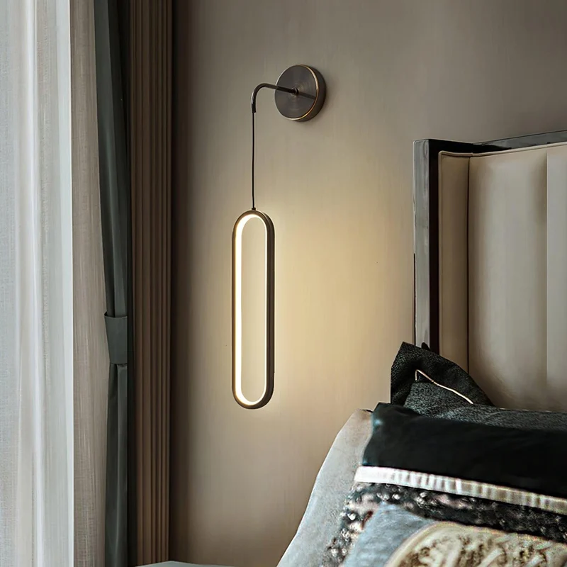 Hangende Wandlamp LED Messing Acryl 68cm Dimbaar Woonkamer Slaapkamer Gang Modern