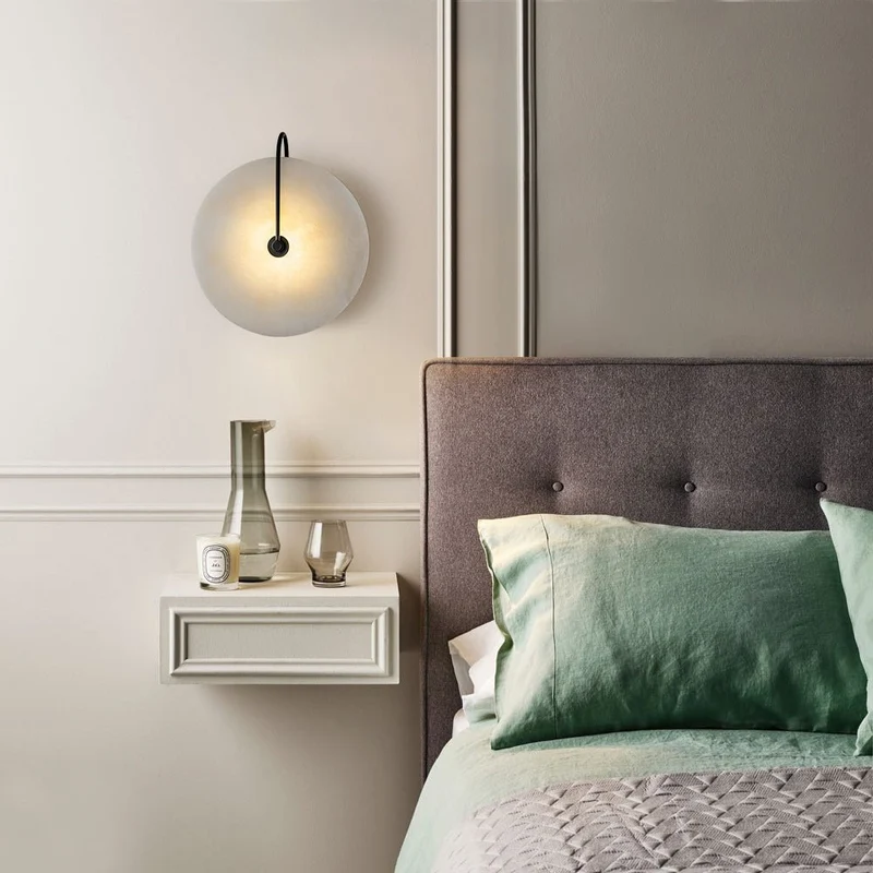 Wandlamp Marmer Rond LED 5W Zwart Wit 25cm Slaapkamer Hal Woonkamer Mid-Century