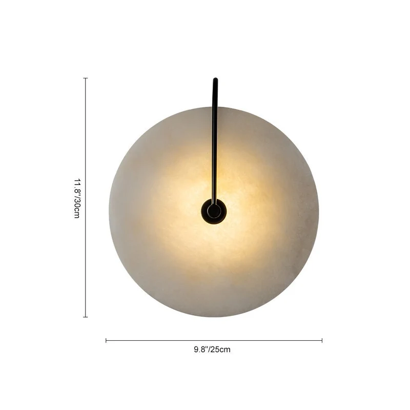 Wandlamp Marmer Rond LED 5W Zwart Wit 25cm Slaapkamer Hal Woonkamer Mid-Century