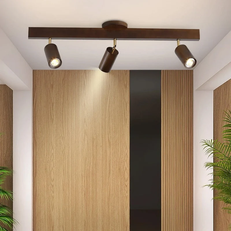 Houten Railverlichting LED Plafondlamp Wandlamp Natuurlijk Modern Woonkamer Eetkamer | Sansoti