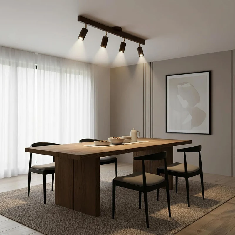 Houten Railverlichting LED Plafondlamp Wandlamp Natuurlijk Modern Woonkamer Eetkamer | Sansoti