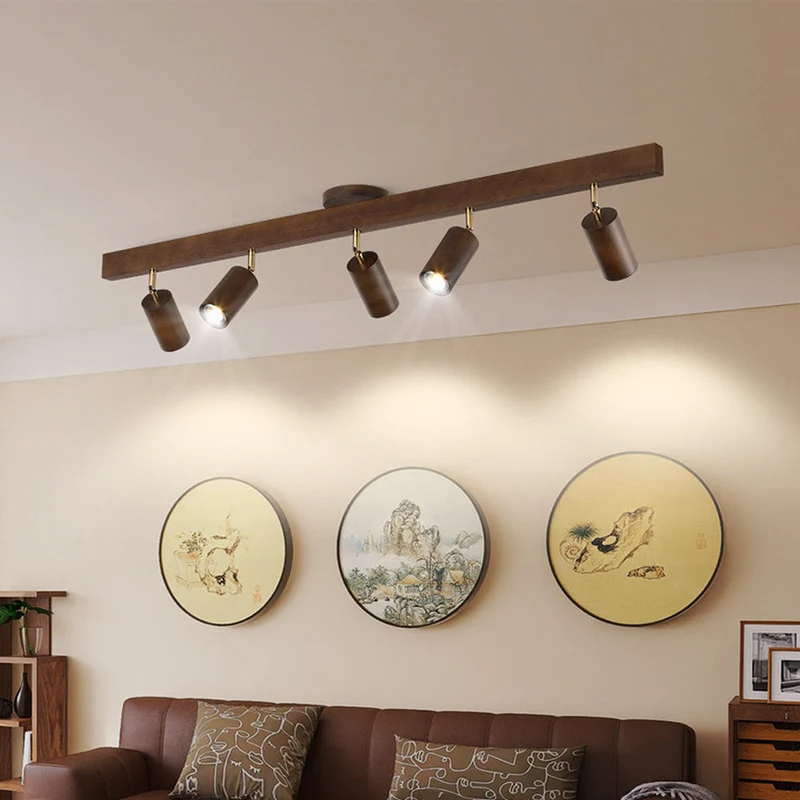 Houten Railverlichting LED Plafondlamp Wandlamp Natuurlijk Modern Woonkamer Eetkamer | Sansoti