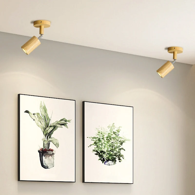 Houten Railverlichting LED Plafondlamp Wandlamp Natuurlijk Modern Woonkamer Eetkamer | Sansoti