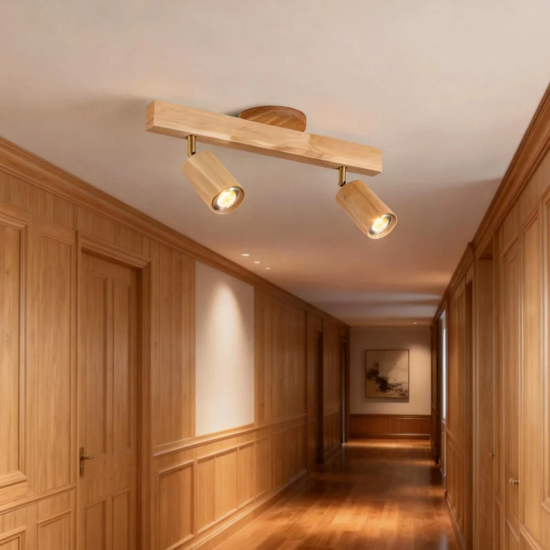 Houten Railverlichting LED Plafondlamp Wandlamp Natuurlijk Modern Woonkamer Eetkamer | Sansoti