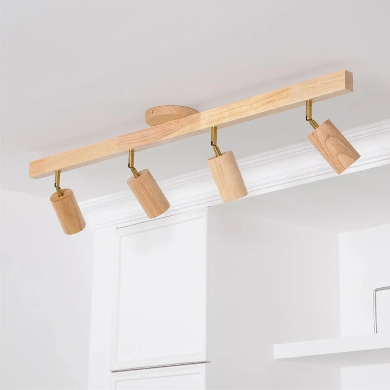 Houten Railverlichting LED Plafondlamp Wandlamp Natuurlijk Modern Woonkamer Eetkamer | Sansoti