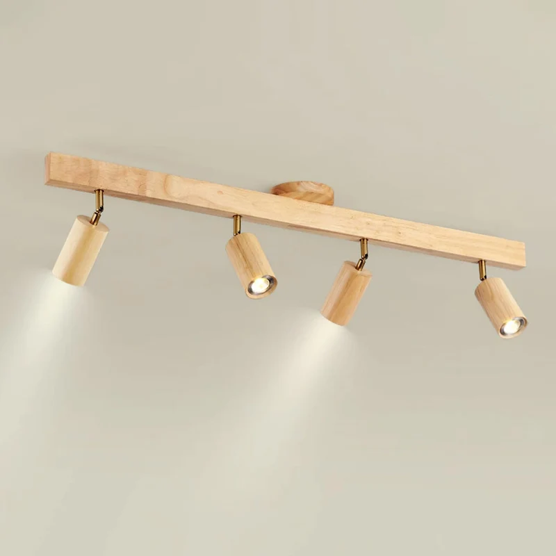 Houten Railverlichting LED Plafondlamp Wandlamp Natuurlijk Modern Woonkamer Eetkamer | Sansoti