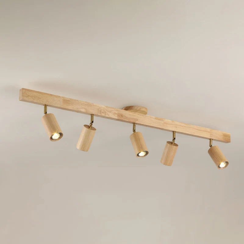Houten Railverlichting LED Plafondlamp Wandlamp Natuurlijk Modern Woonkamer Eetkamer | Sansoti