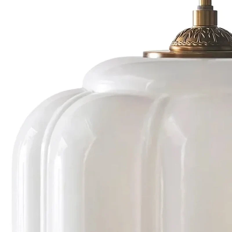 Hanglamp Pompoen Glas Vintage Messing Retro E14 Woonkamer Slaapkamer Hal | Sansoti
