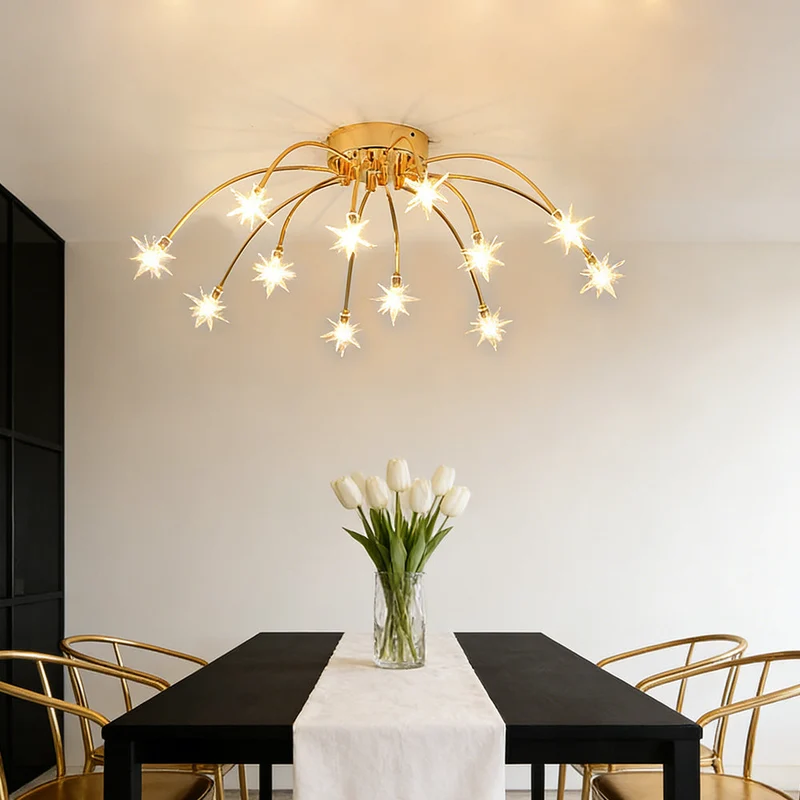 Plafondlamp Metaal Glas Semi Flush Mount LED Modern Woonkamer Eetkamer Slaapkamer | Sansoti