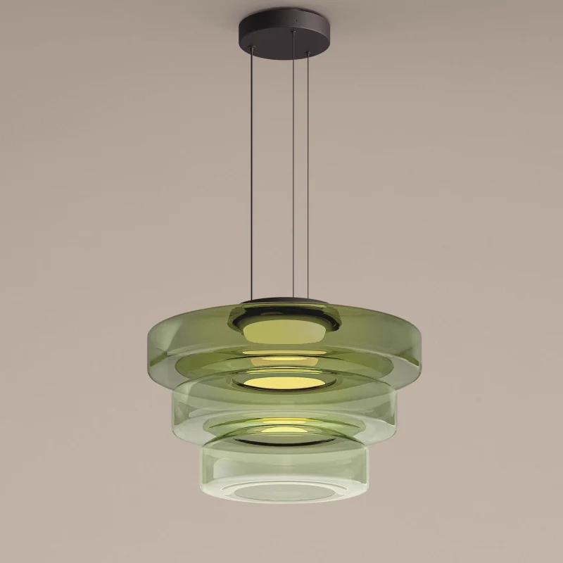 Hanglamp Glas LED Amber Groen Grijs Meerdere Lagen Woonkamer Eetkamer Keuken Moderne Plafondlamp Bauhaus Sfeer | Sansoti