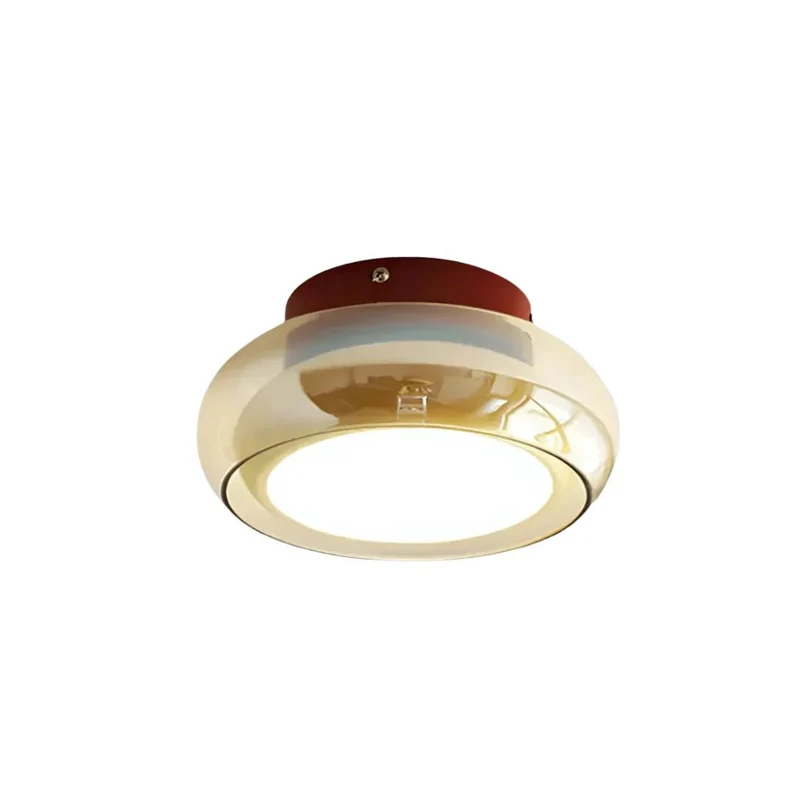 Plafondlamp Glas LED 24W Amber Woonkamer Hal Retro Design Compact Modern | Sansoti