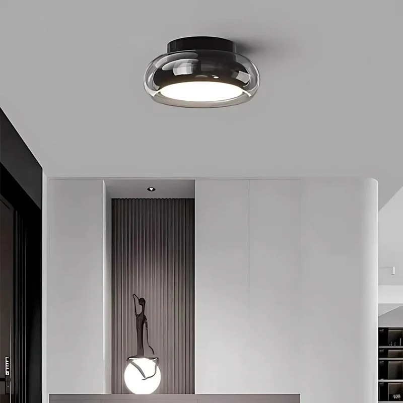 Plafondlamp Glas LED 24W Amber Woonkamer Hal Retro Design Compact Modern | Sansoti