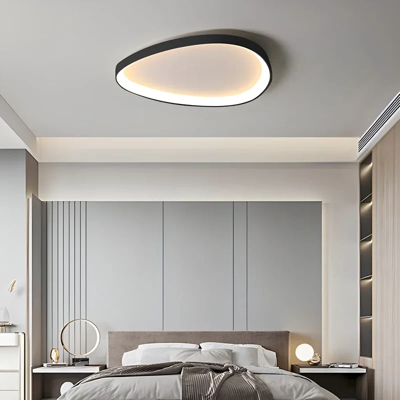LED plafondlamp ovaal dimbaar metaal zwart wit slaapkamer hal woonkamer moderne plafondverlichting Scandinavisch design opbouwlamp | Sansoti