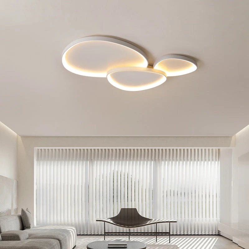 LED plafondlamp ovaal dimbaar metaal zwart wit slaapkamer hal woonkamer moderne plafondverlichting Scandinavisch design opbouwlamp | Sansoti