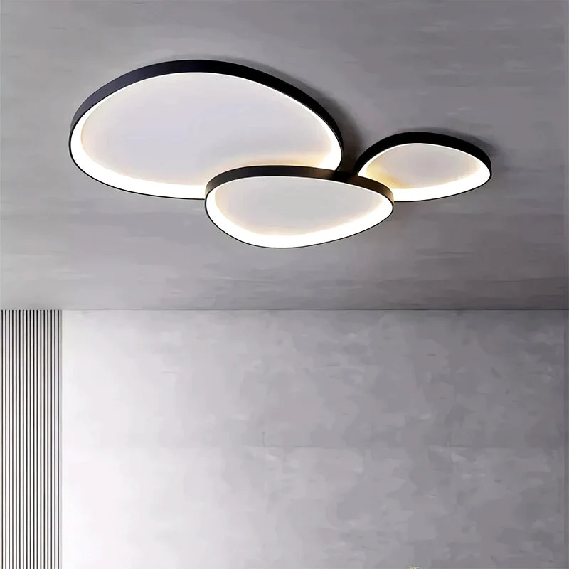 LED plafondlamp ovaal dimbaar metaal zwart wit slaapkamer hal woonkamer moderne plafondverlichting Scandinavisch design opbouwlamp | Sansoti