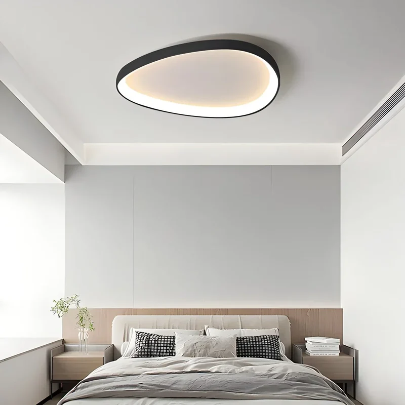 LED plafondlamp ovaal dimbaar metaal zwart wit slaapkamer hal woonkamer moderne plafondverlichting Scandinavisch design opbouwlamp | Sansoti