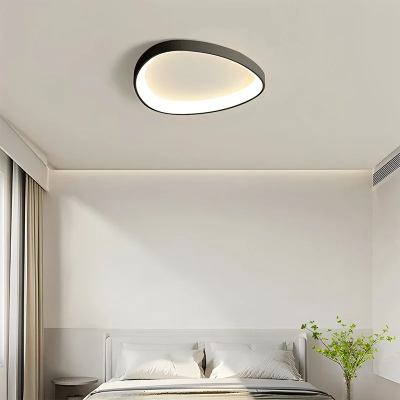 LED plafondlamp ovaal dimbaar metaal zwart wit slaapkamer hal woonkamer moderne plafondverlichting Scandinavisch design opbouwlamp | Sansoti