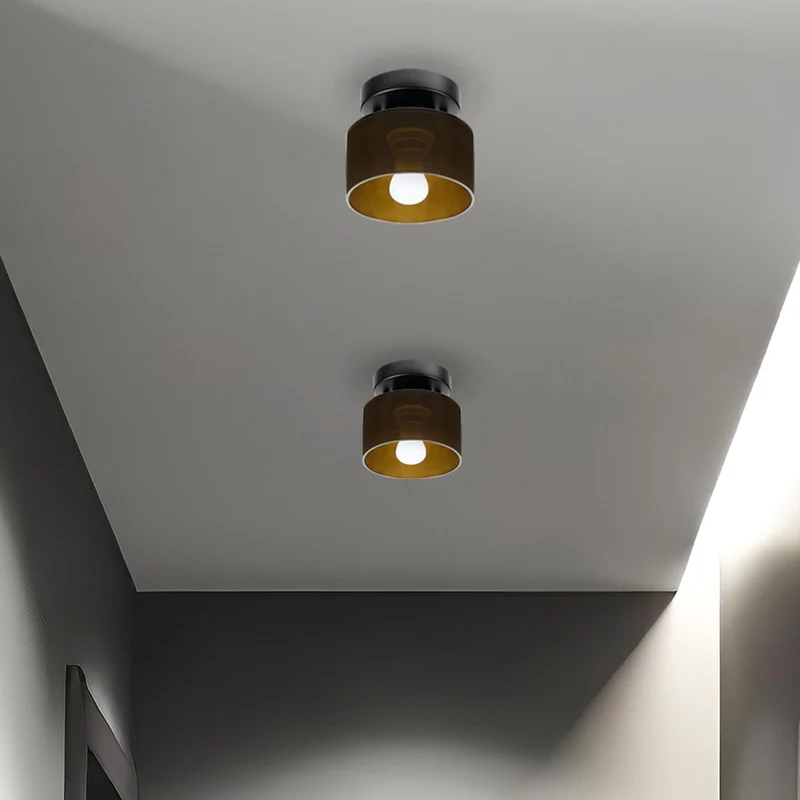 Plafondlamp Glas Retro E27/E26 Amber Keuken Hal Woonkamer Rond Design Sfeerverlichting Vintage Stijl | Sansoti