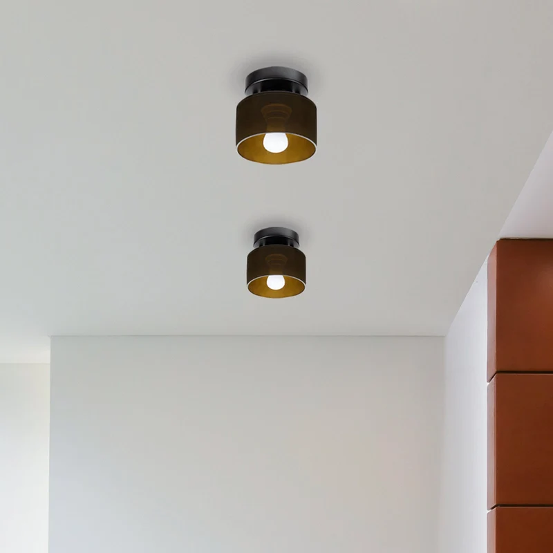Plafondlamp Glas Retro E27/E26 Amber Keuken Hal Woonkamer Rond Design Sfeerverlichting Vintage Stijl | Sansoti