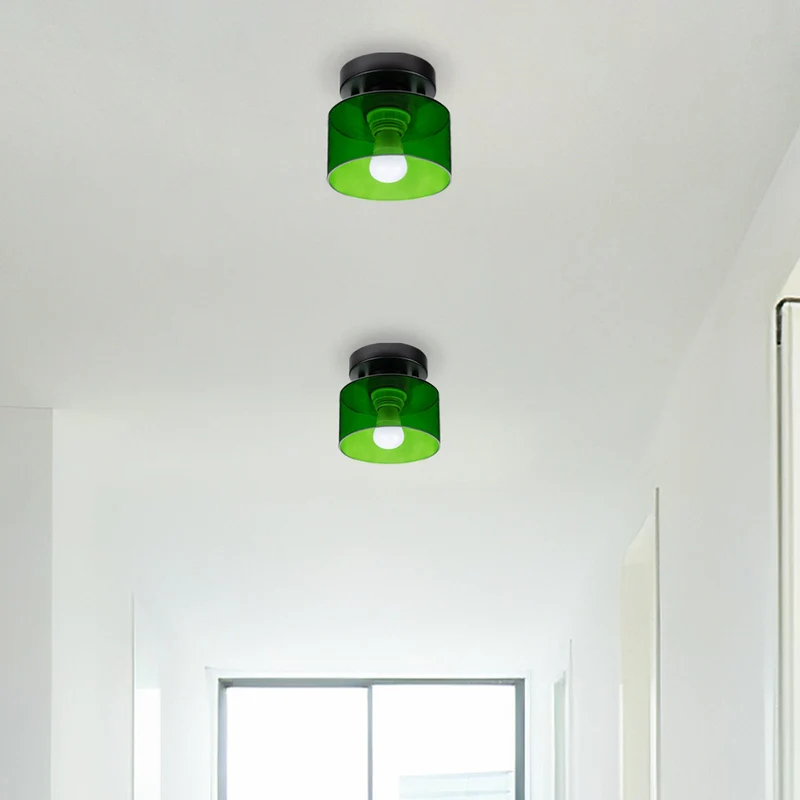 Plafondlamp Glas Retro E27/E26 Amber Keuken Hal Woonkamer Rond Design Sfeerverlichting Vintage Stijl | Sansoti