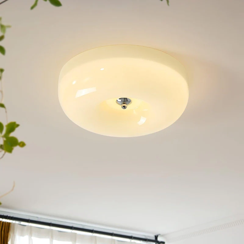 Plafondlamp Glas LED Metaal Wit Woonkamer Slaapkamer Hal Ronde Glazen Plafonnière Moderne Ceiling Light | Sansoti