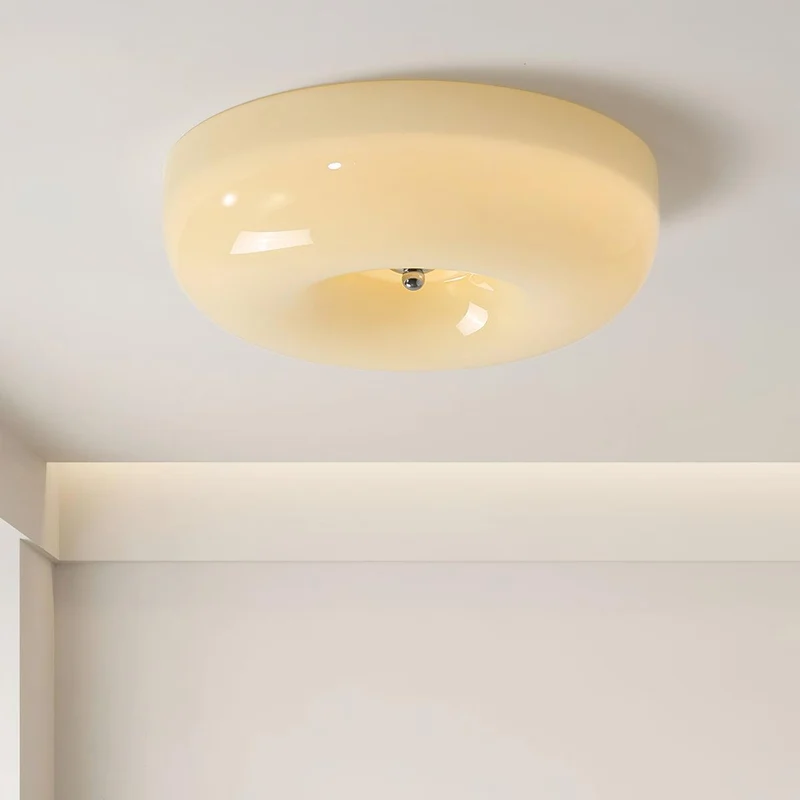 Plafondlamp Glas LED Metaal Wit Woonkamer Slaapkamer Hal Ronde Glazen Plafonnière Moderne Ceiling Light | Sansoti