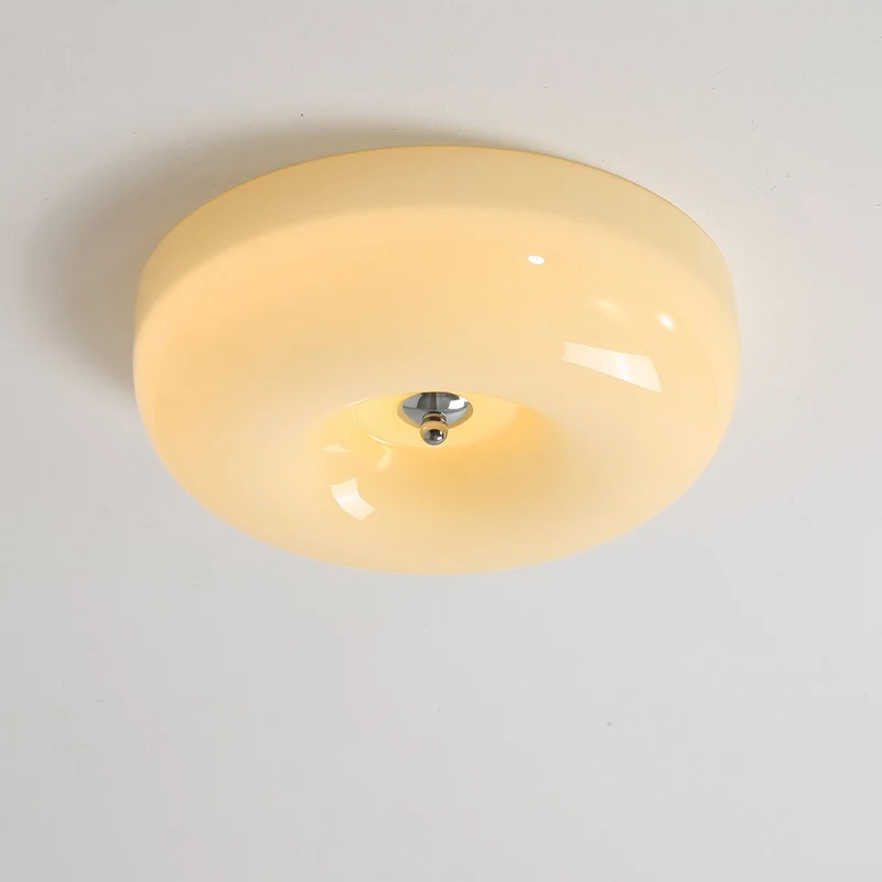 Plafondlamp Glas LED Metaal Wit Woonkamer Slaapkamer Hal Ronde Glazen Plafonnière Moderne Ceiling Light | Sansoti