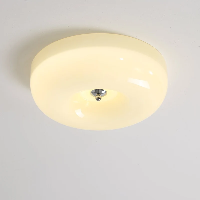 Plafondlamp Glas LED Metaal Wit Woonkamer Slaapkamer Hal Ronde Glazen Plafonnière Moderne Ceiling Light | Sansoti