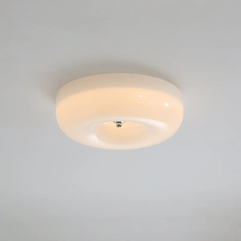 Plafondlamp Glas LED Metaal Wit Woonkamer Slaapkamer Hal Ronde Glazen Plafonnière Moderne Ceiling Light | Sansoti