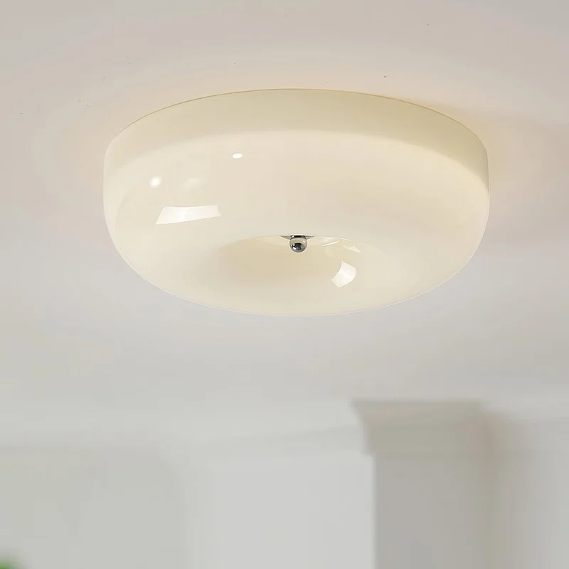 Plafondlamp Glas LED Metaal Wit Woonkamer Slaapkamer Hal Ronde Glazen Plafonnière Moderne Ceiling Light | Sansoti