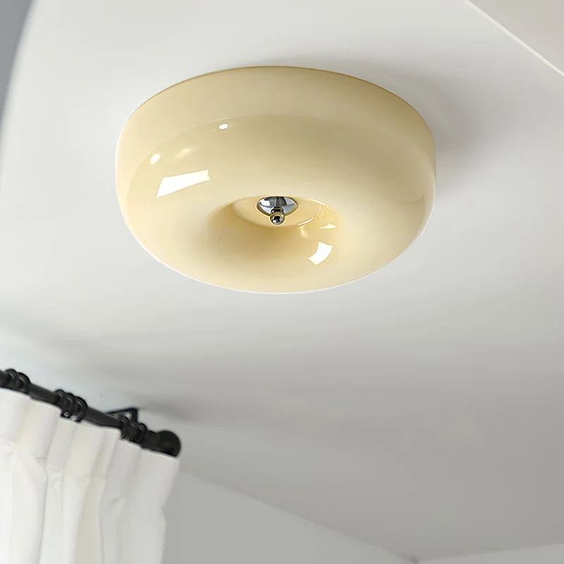 Plafondlamp Glas LED Metaal Wit Woonkamer Slaapkamer Hal Ronde Glazen Plafonnière Moderne Ceiling Light | Sansoti