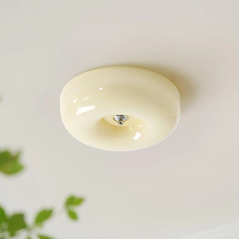 Plafondlamp Glas LED Metaal Wit Woonkamer Slaapkamer Hal Ronde Glazen Plafonnière Moderne Ceiling Light | Sansoti