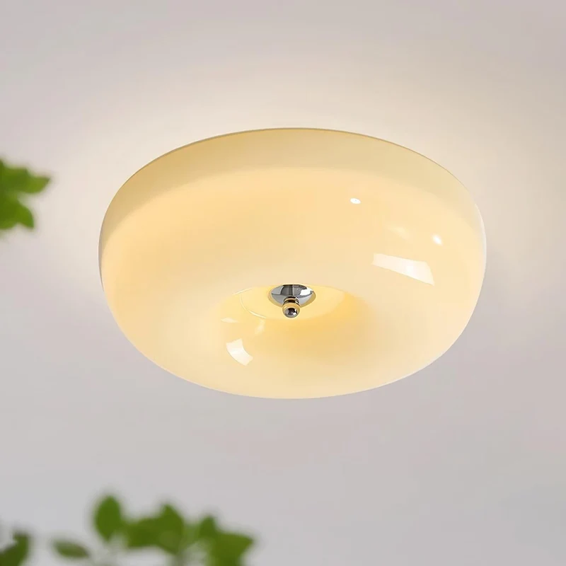 Plafondlamp Glas LED Metaal Wit Woonkamer Slaapkamer Hal Ronde Glazen Plafonnière Moderne Ceiling Light | Sansoti