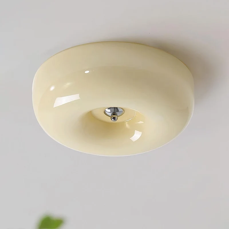 Plafondlamp Glas LED Metaal Wit Woonkamer Slaapkamer Hal Ronde Glazen Plafonnière Moderne Ceiling Light | Sansoti