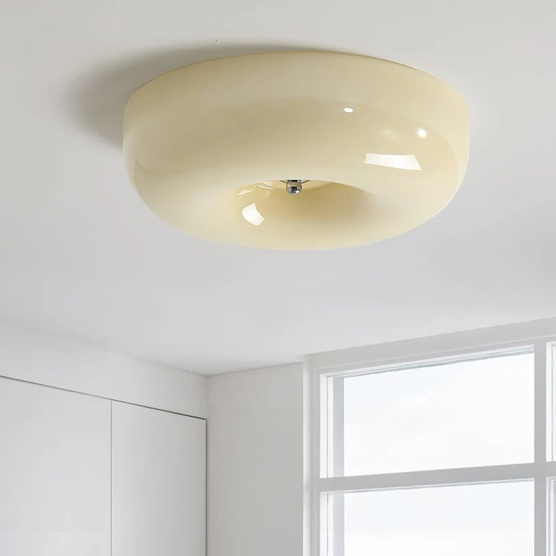 Plafondlamp Glas LED Metaal Wit Woonkamer Slaapkamer Hal Ronde Glazen Plafonnière Moderne Ceiling Light | Sansoti