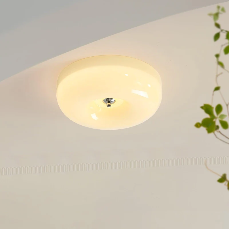 Plafondlamp Glas LED Metaal Wit Woonkamer Slaapkamer Hal Ronde Glazen Plafonnière Moderne Ceiling Light | Sansoti