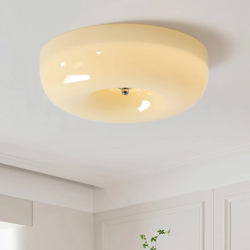 Plafondlamp Glas LED Metaal Wit Woonkamer Slaapkamer Hal Ronde Glazen Plafonnière Moderne Ceiling Light | Sansoti