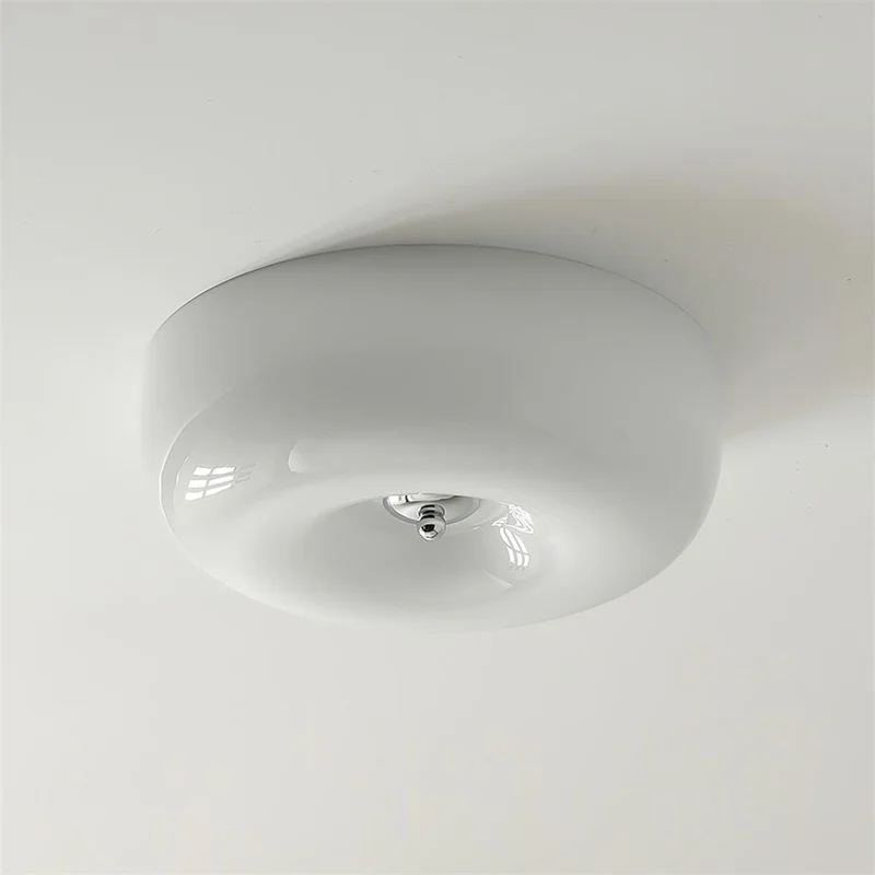 Plafondlamp Glas LED Metaal Wit Woonkamer Slaapkamer Hal Ronde Glazen Plafonnière Moderne Ceiling Light | Sansoti